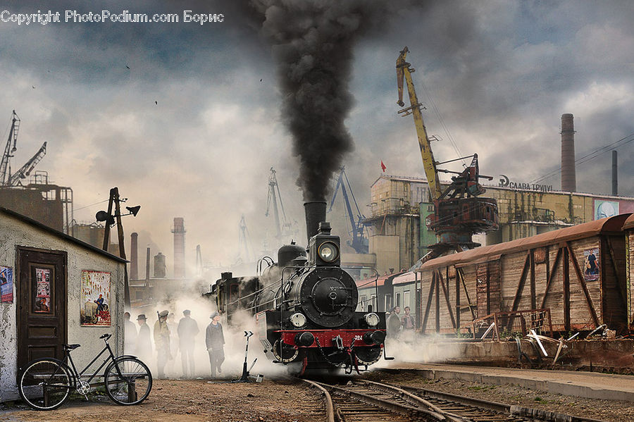 Train, Vehicle, Bicycle, Bike, Factory, Refinery, Tricycle
