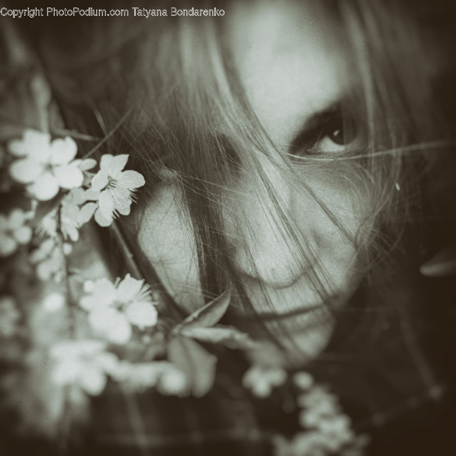 Person, Portrait, Plant, Weed, Blossom, Flora