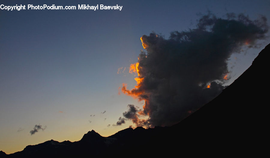 Eruption, Volcano, Azure Sky, Cloud, Outdoors, Sky, Dusk