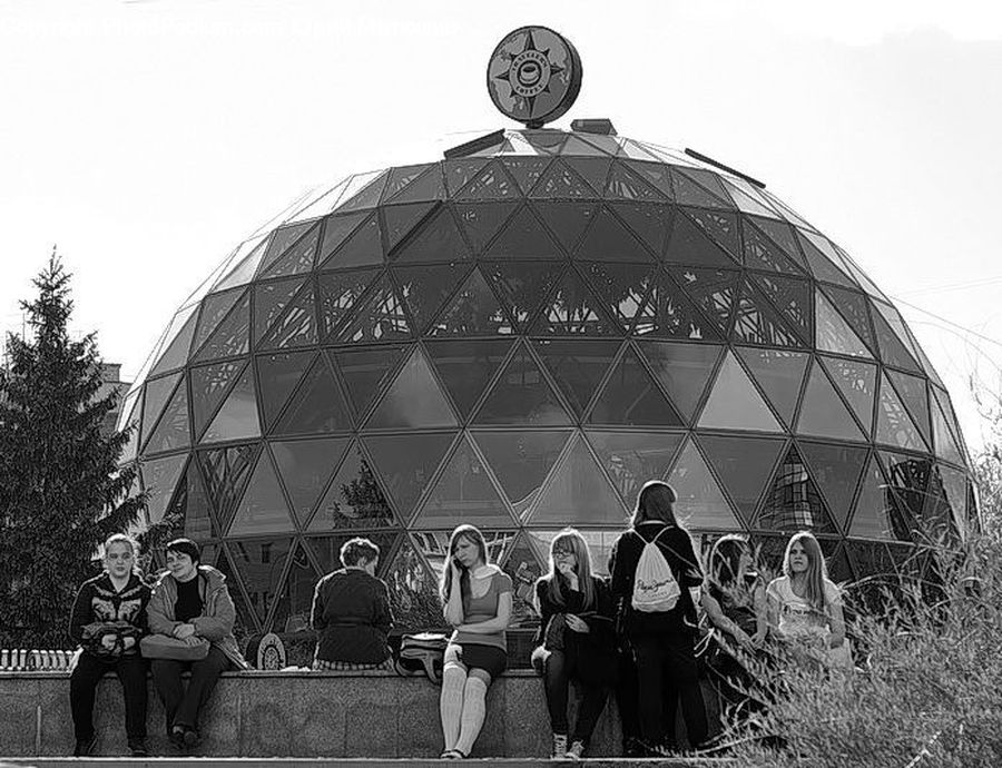 Architecture, Observatory, Planetarium, Sitting, Dome, People, Person