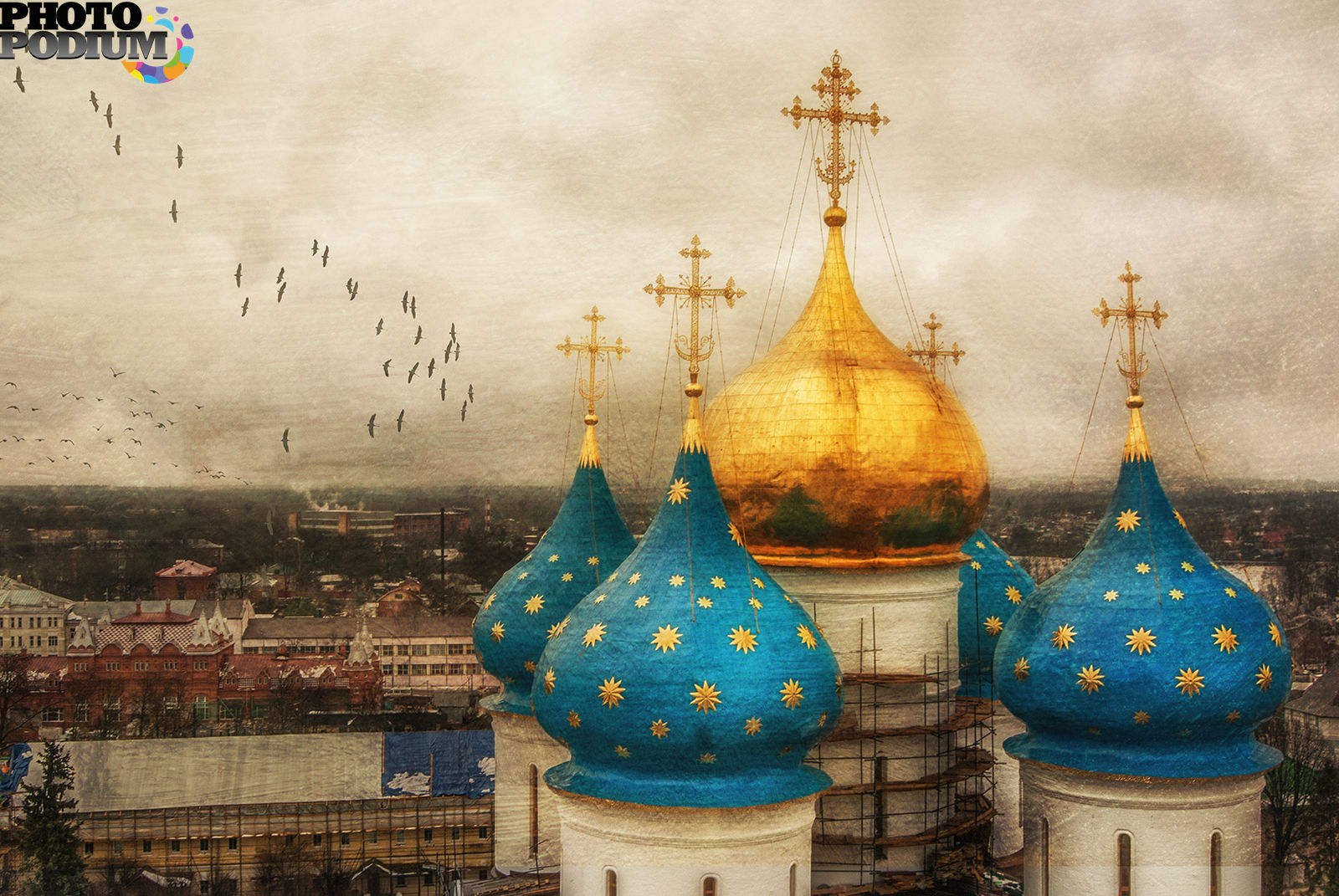 Юон купола и ласточки Успенский собор Троице-Сергиевой Лавры
