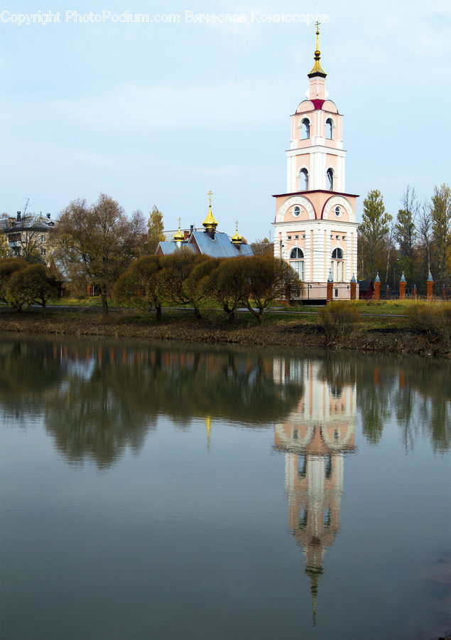 Architecture, Bell Tower, Clock Tower, Tower, Bench, Plant, Tree