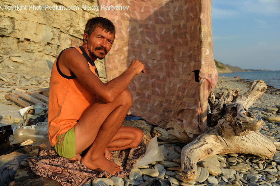 People, Person, Human, Driftwood, Wood, Rubble, Rock