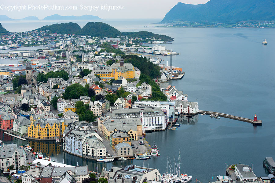 Building, Downtown, Town, Aerial View, City, Neighborhood, Cruise Ship