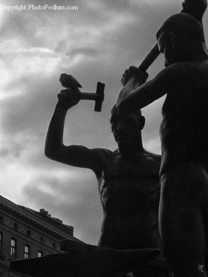 People, Person, Human, Art, Gargoyle, Statue, Silhouette