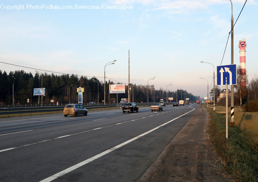 Freeway, Road, Intersection, Highway, Dirt Road, Gravel, Sign