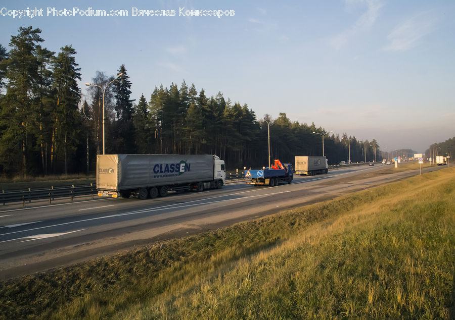 Freeway, Road, Car, Van, Dirt Road, Gravel, Transportation