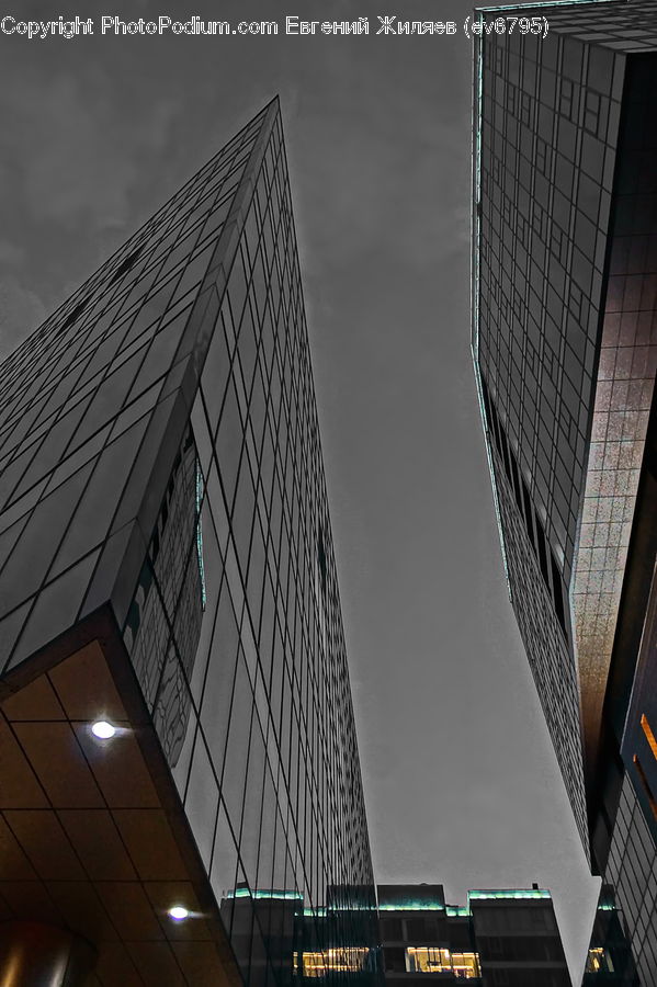 Architecture, City, Downtown, High Rise, Skyscraper, Lighting, Building
