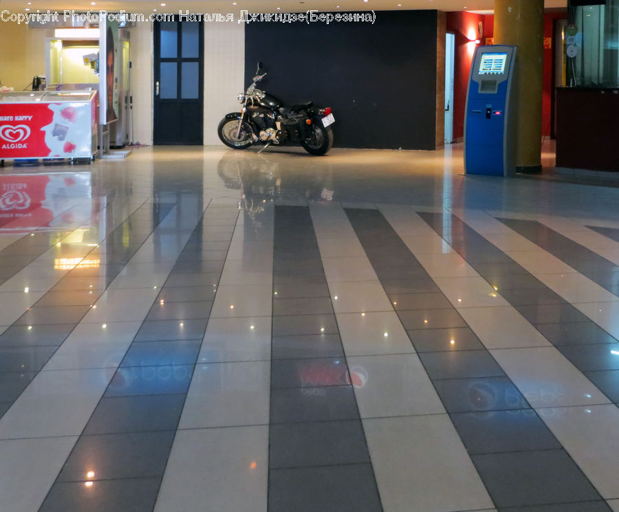 Motor, Motorcycle, Vehicle, Airport Terminal, Terminal, Floor, Flooring