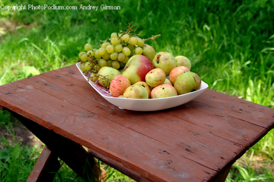 Fruit, Grapes, Peach, Bowl, Box, Crate, Furniture