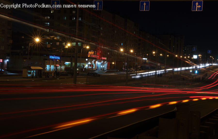 Freeway, Overpass, Lighting, Road, City, Downtown, Metropolis