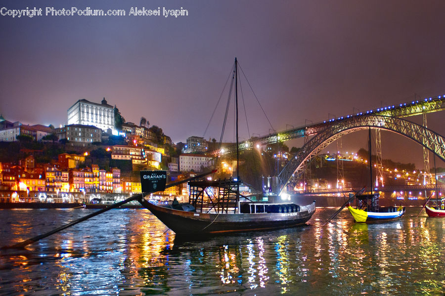 Harbor, Port, Waterfront, Building, Hotel, Bridge, City