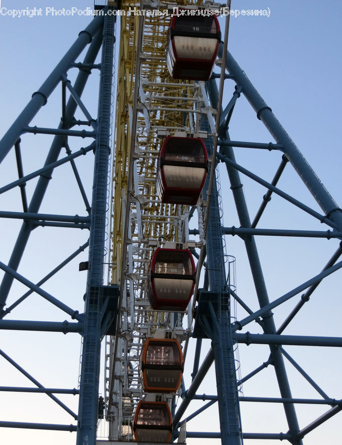 Ferris Wheel, Amusement Park, Car, Suv, Van, Vehicle, City