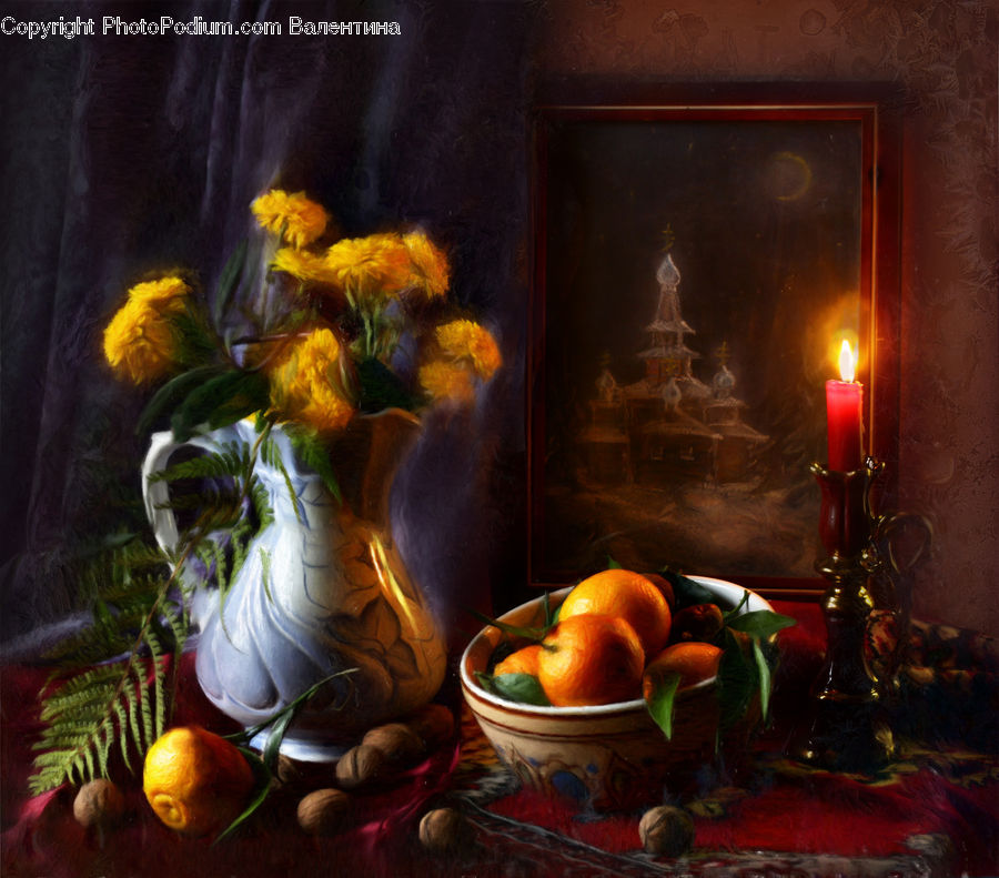 Plant, Potted Plant, Fireplace, Hearth, Bowl, Fractal, Art