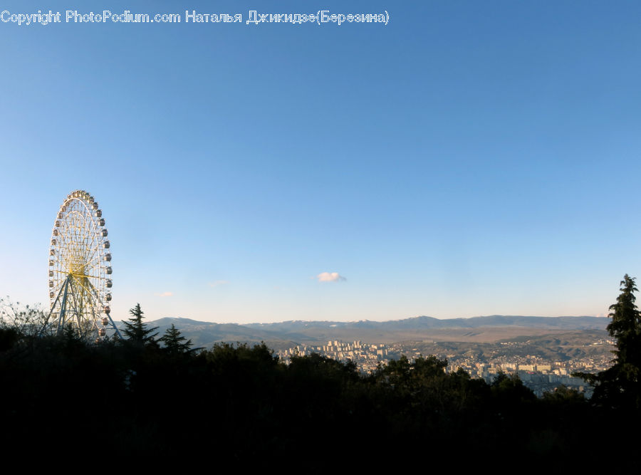 Ferris Wheel, Building, City, High Rise, Landscape, Nature, Scenery