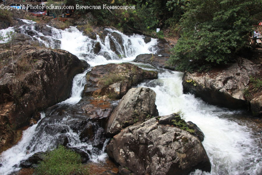 Creek, Outdoors, River, Water, Waterfall, Rock, Nature