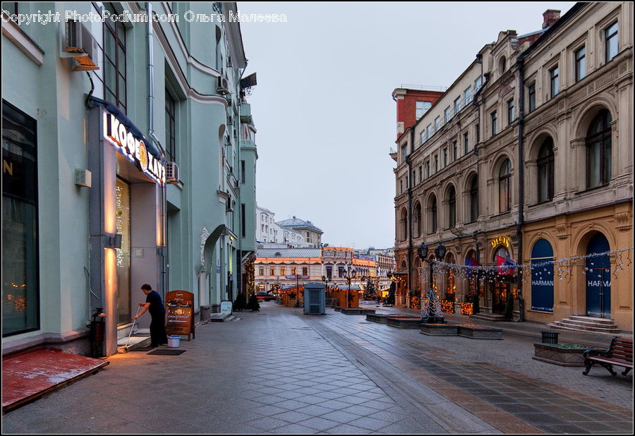 Bench, Road, Street, Town, Boardwalk, Path, Pavement