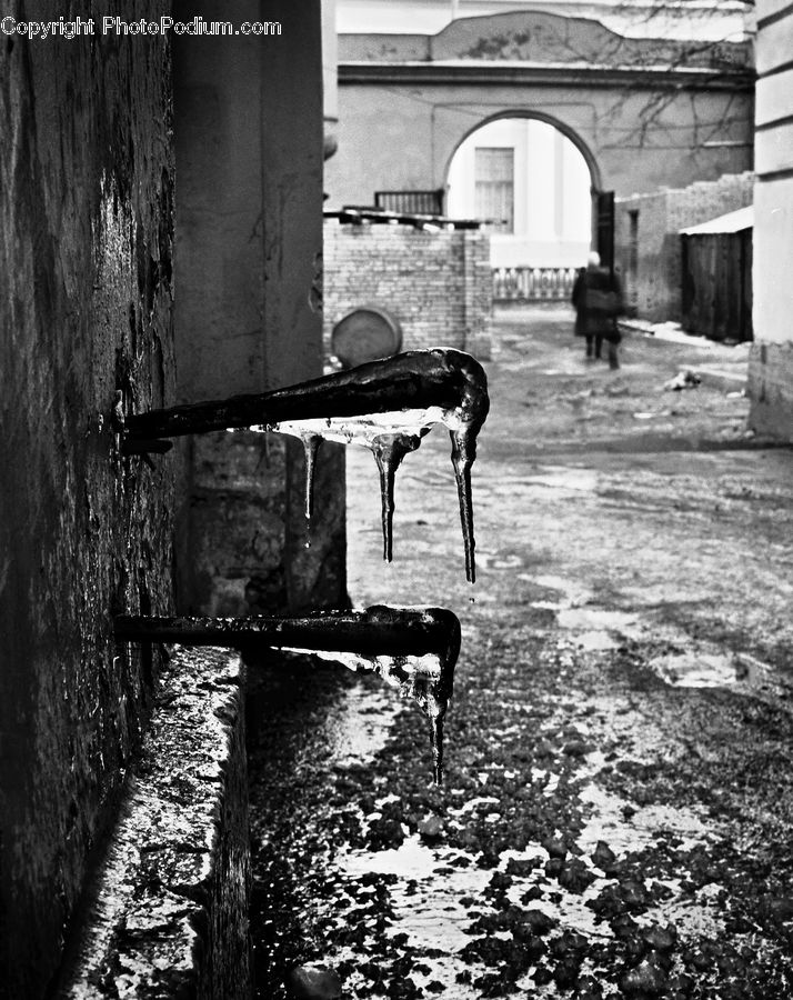 Chair, Furniture, Ice, Outdoors, Snow, Bench, Alley