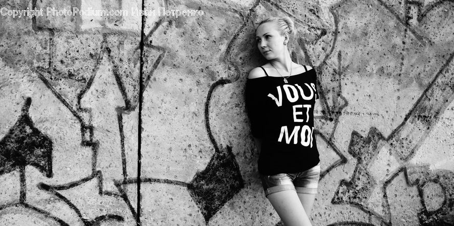People, Person, Human, Stencil, Female, Asphalt, Tarmac