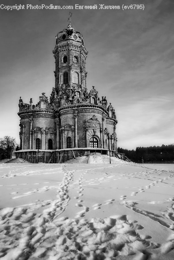 Architecture, Cathedral, Church, Worship, Ice, Outdoors, Snow