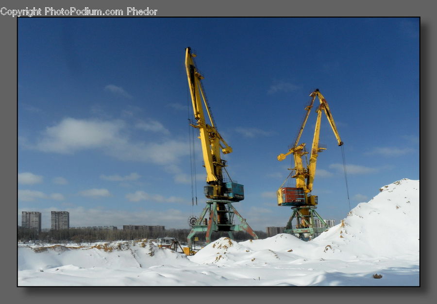 Constriction Crane, Gear, Machine, Wheel, Construction