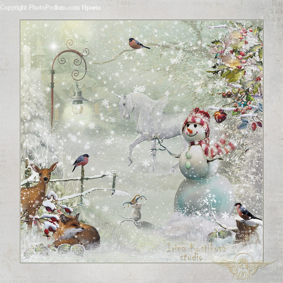 Ice, Snow, Snowman, Winter, Collage, Poster, Accessories