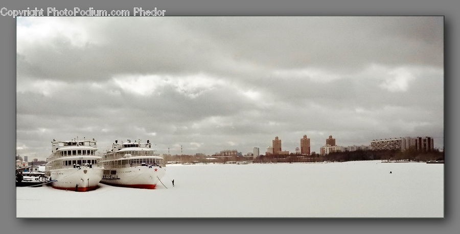 Ice, Outdoors, Snow, Cruise Ship, Ferry, Freighter, Ship