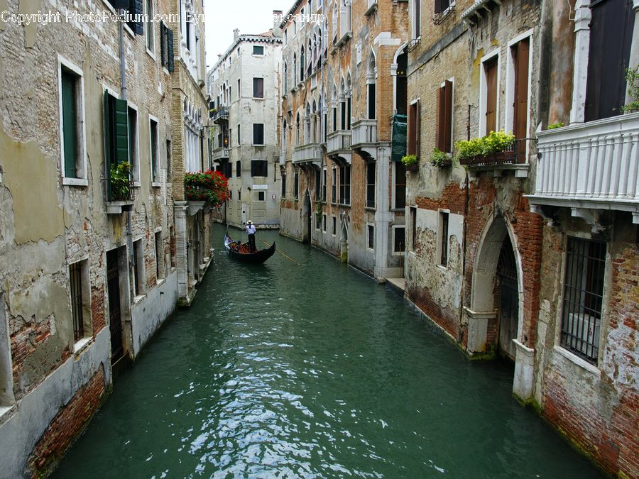 Canal, Outdoors, River, Water, Boat, Gondola, Brick