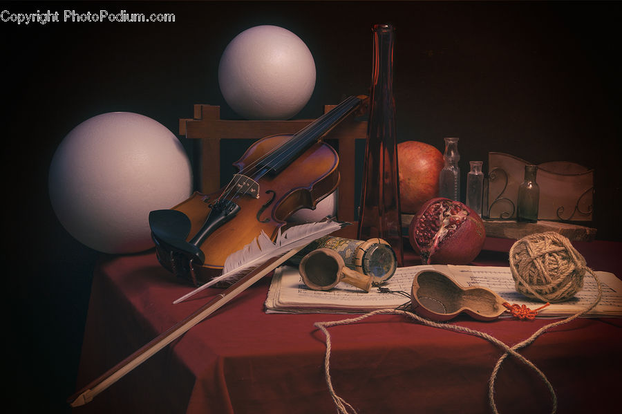 Cello, Fiddle, Musical Instrument, Violin, Bottle, Bowl, Footwear