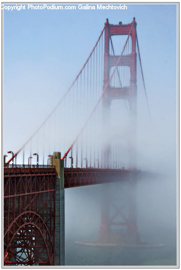 Fog, Bridge, Suspension Bridge, Arch, Gate, Mist, Outdoors