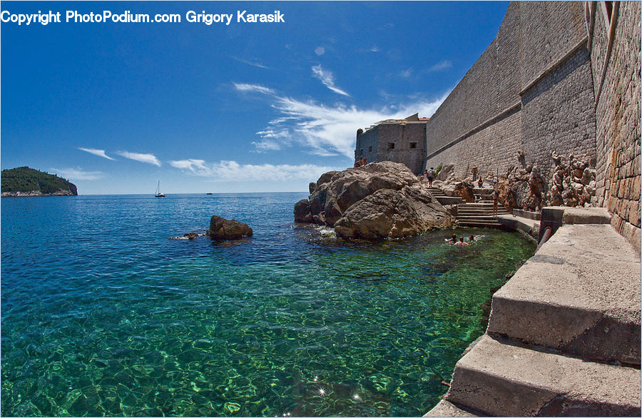 Flagstone, Castle, Fort, Coast, Outdoors, Sea, Water