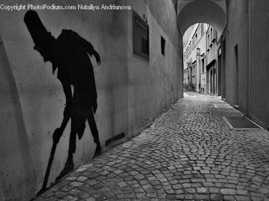 Alley, Alleyway, Road, Street, Town, Silhouette, Arch