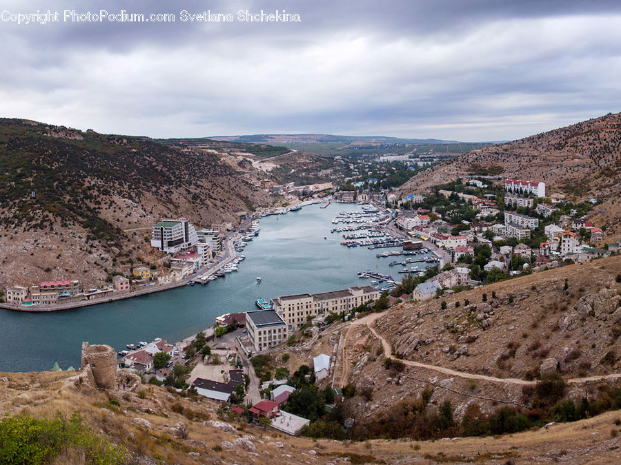 Promontory, Building, Downtown, Town, Waterfront, Castle, Fort