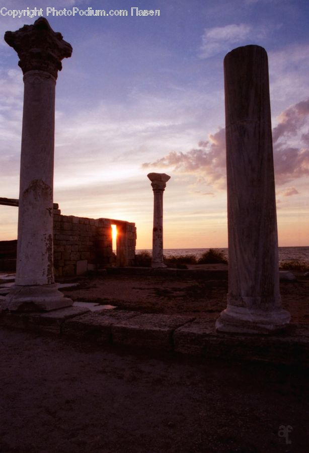 Column, Pillar, Ancient Egypt, Monument, Ruins, Coast, Outdoors