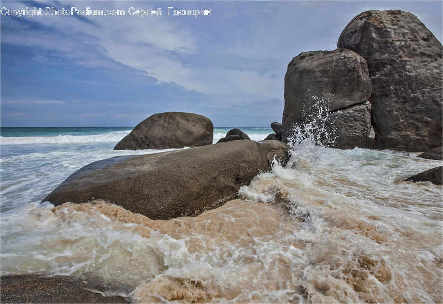 Rock, Promontory, Coast, Outdoors, Sea, Water, Beach