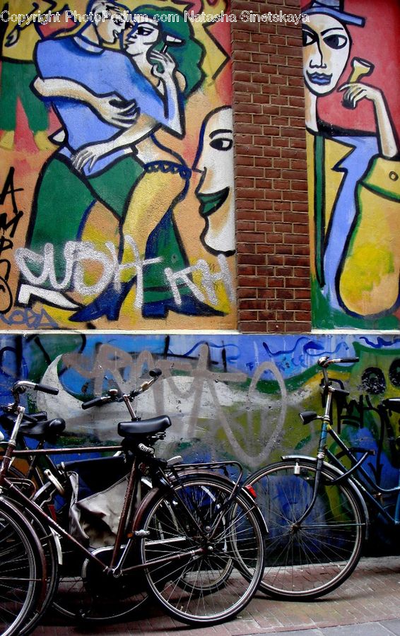 Bicycle, Bike, Vehicle, Art, Graffiti, Mural, Wall