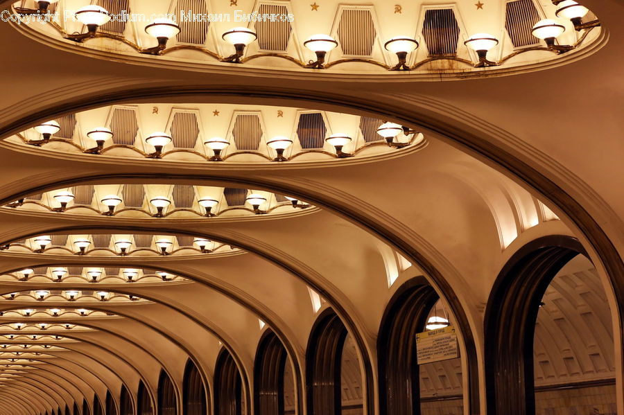 Chandelier, Lamp, Lighting, Arch, Building, Architecture, Ballroom