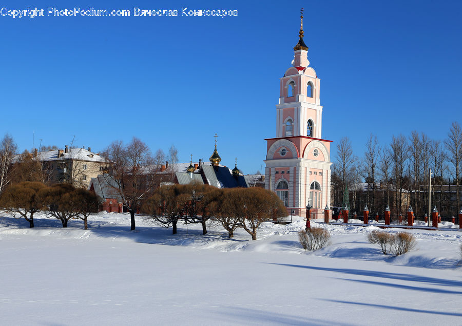 Ice, Outdoors, Snow, Architecture, Bell Tower, Clock Tower, Tower