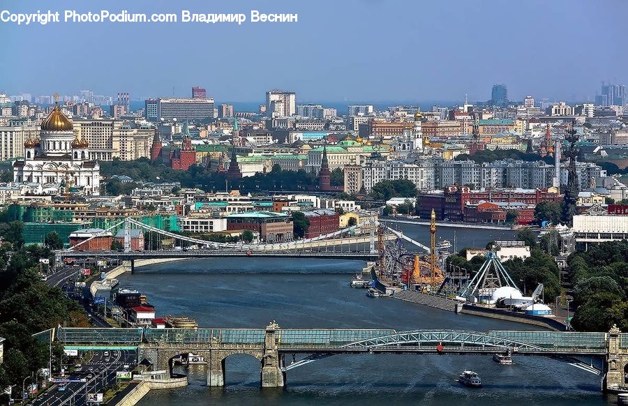 Bridge, City, Downtown, Metropolis, Urban, Waterfront, Dock