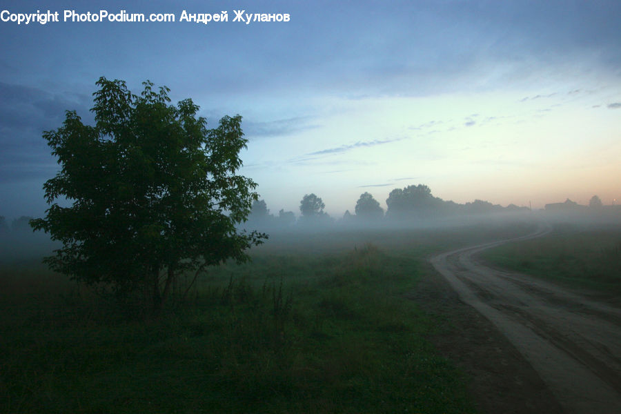Dawn, Dusk, Sky, Sunrise, Sunset, Dirt Road, Gravel