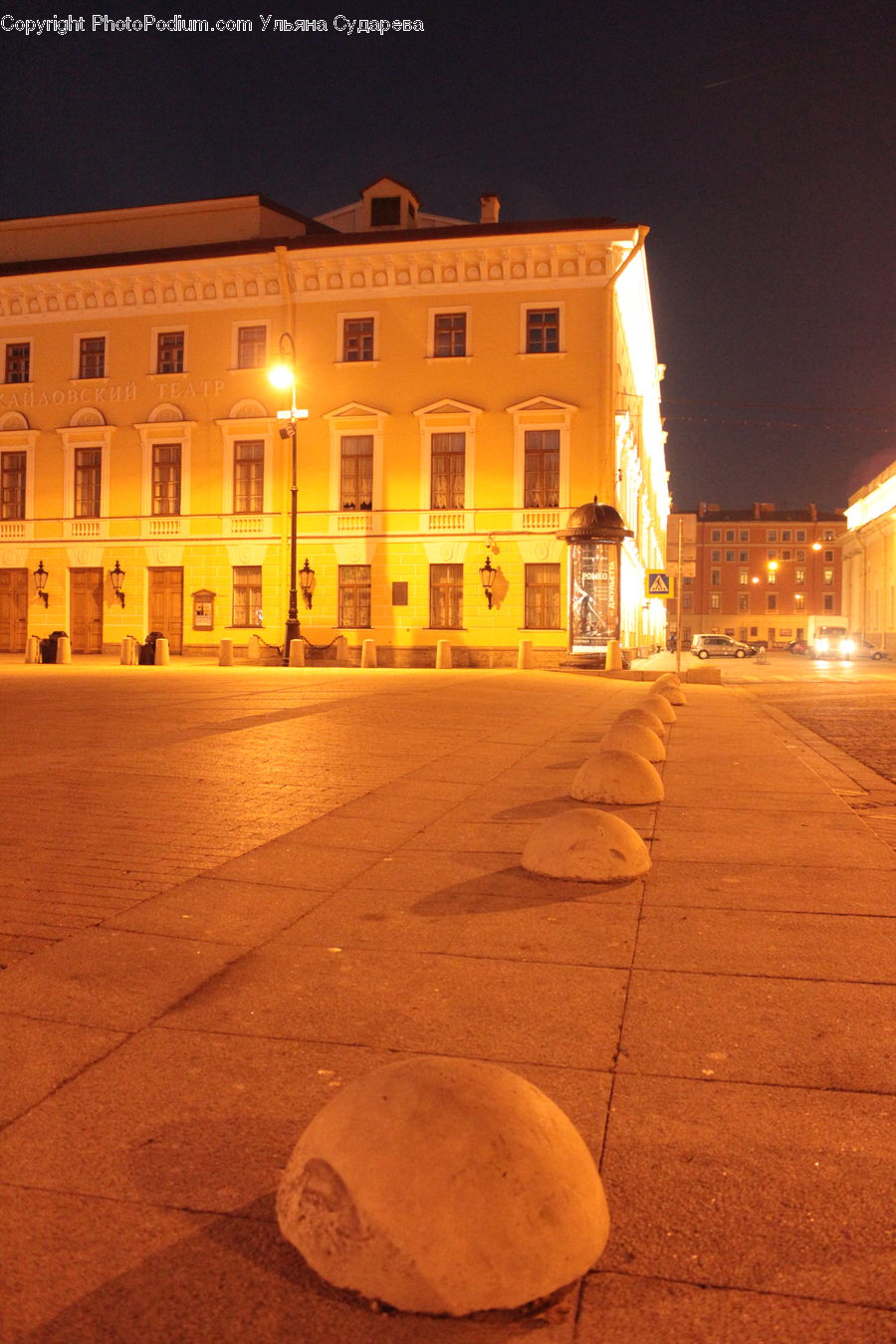 Pavement, Architecture, Downtown, Plaza, Town Square, Night, Outdoors