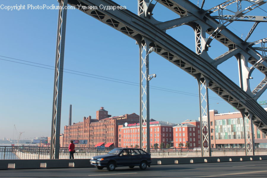 Bridge, Train, Vehicle, Freeway, Road, Downtown, Neighborhood