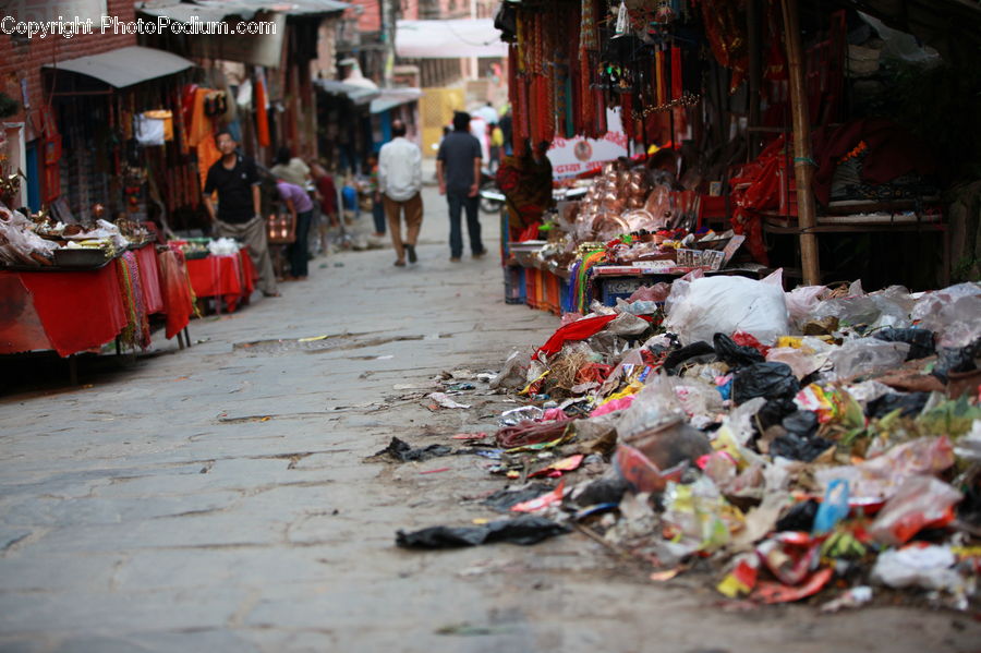 Trash, Bazaar, Market, Shop, Road, Street, Town