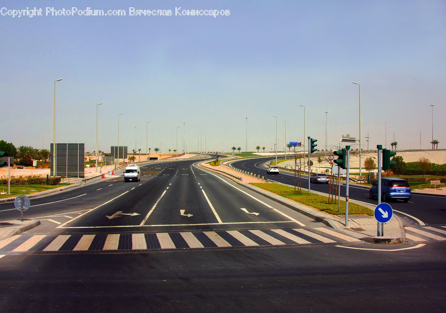 Freeway, Road, Highway, Intersection, Asphalt, Tarmac, Pedestrian