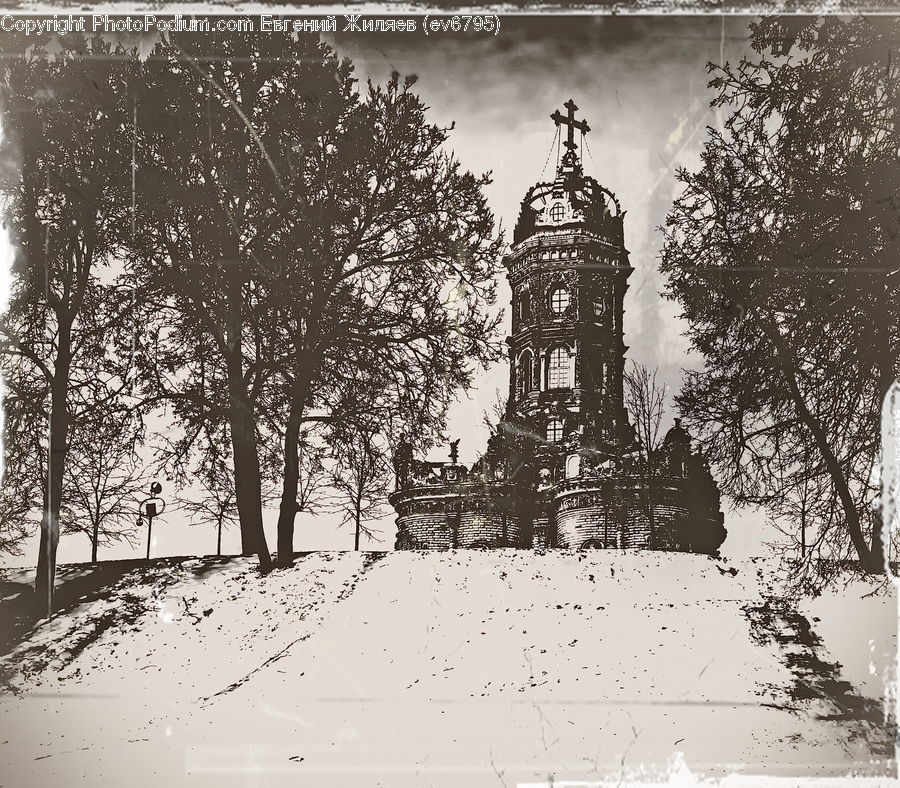 Architecture, Tower, Ice, Outdoors, Snow, Cathedral, Church