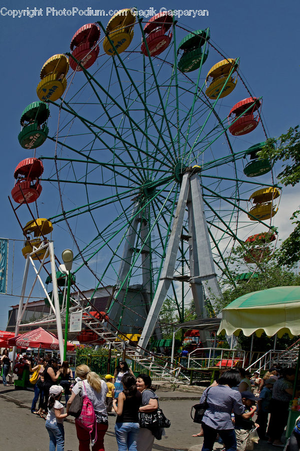 People, Person, Human, Ferris Wheel, Umbrella, Canopy, Bazaar