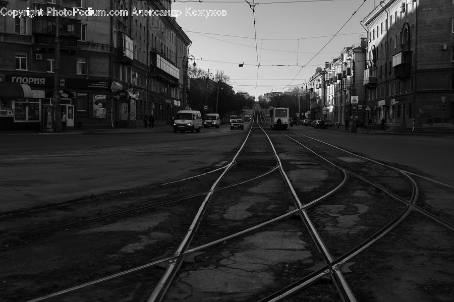 Rail, Train Track, Intersection, Road, Streetcar, Tram, City