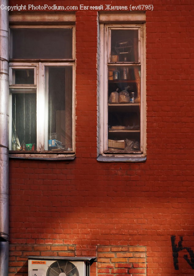 Brick, Fireplace, Hearth, Window, Shelf, Entertainment Center, Building