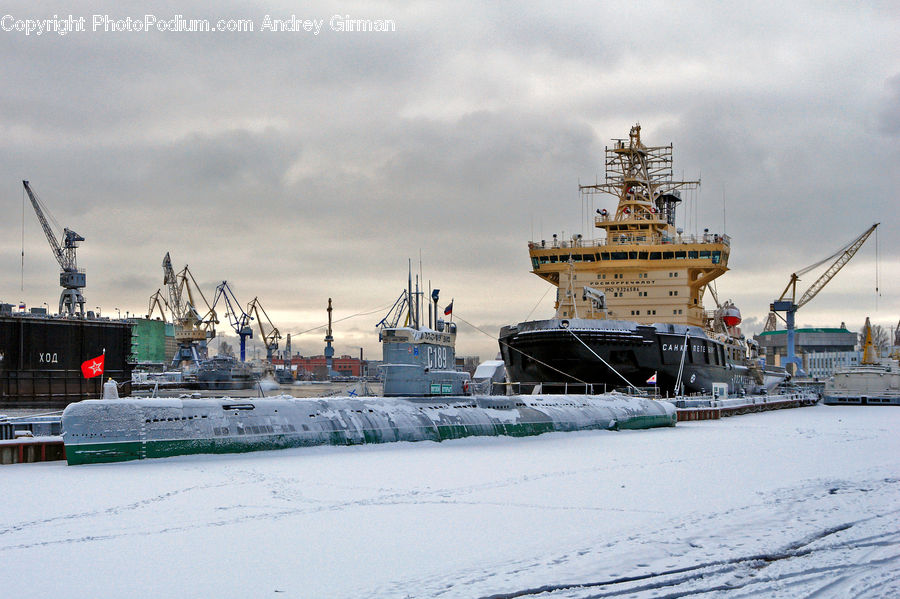 Icebreaker, Ship, Vessel, Constriction Crane, Ferry, Freighter, Tanker