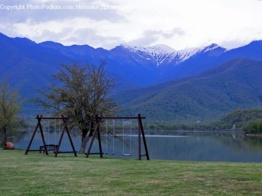 Playground, Swing, Field, Grass, Grassland, Land, Outdoors